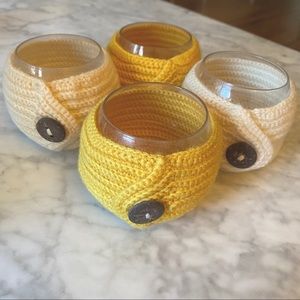 Anthropologie glass candle holders- set of 4